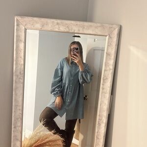 NWT Blue Button-Up Denim Dress